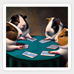 Four guinea pigs in a poker game Sticker